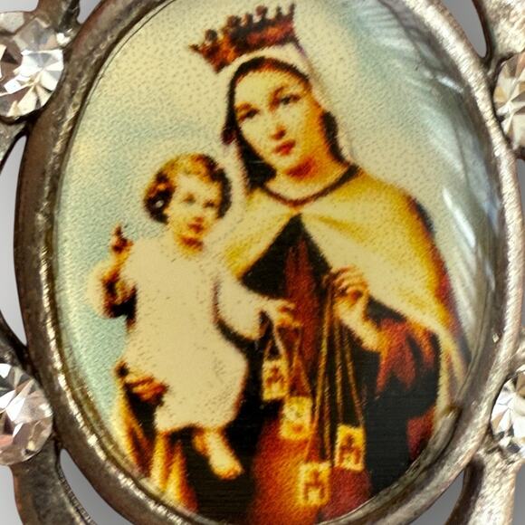 Sterling Silver 925 Pendant Our Lady of Mount Carmel Madonna - Picture 3 of 5